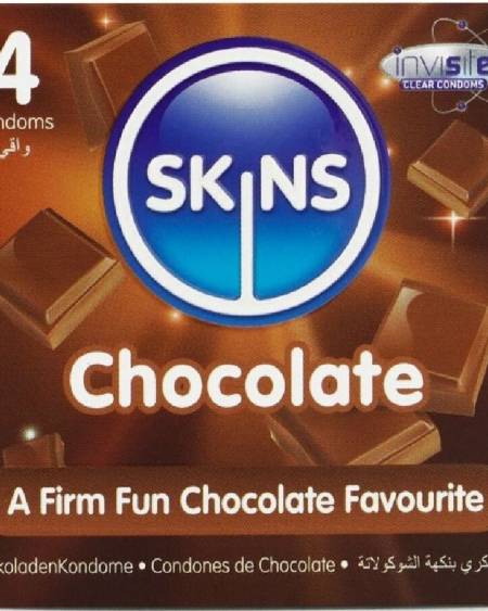 SKINS - PRESERVATIVOS PREMIUM SABOR CHOCOLATE PACK 4