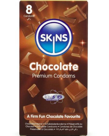 SKINS - PRESERVATIVOS PREMIUM SABOR CHOCOLATE PACK 8