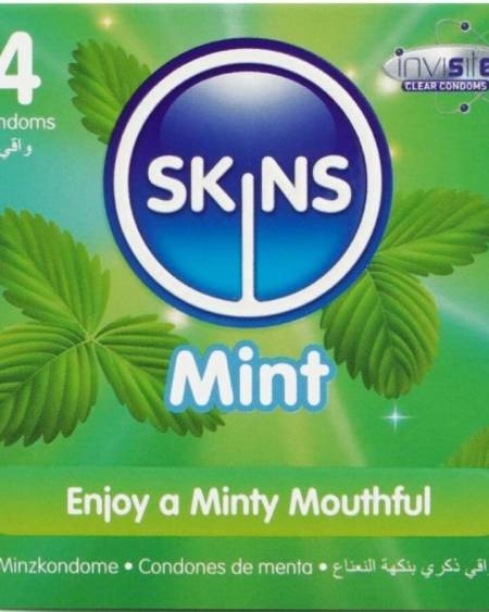 SKINS - PRESERVATIVOS PREMIUM SABOR MENTA PACK 4