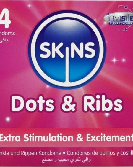 SKINS - DOTS & RIBS PRESERVATIVOS PREMIUM PACK 4