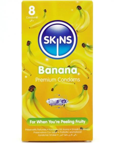 SKINS - PRESERVATIVOS PREMIUM SABOR PLÁTANO PACK 8