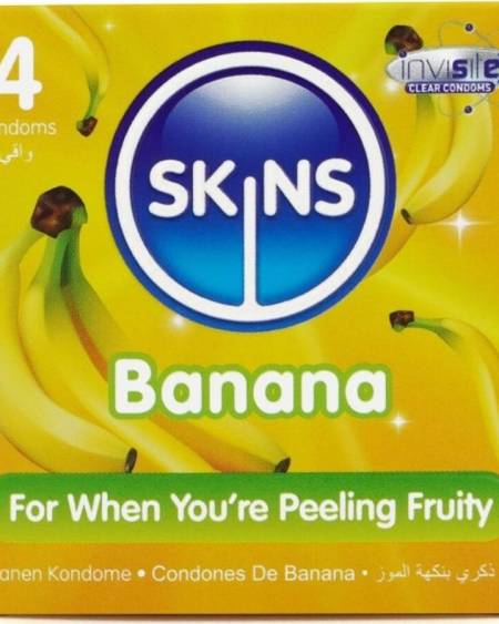SKINS - PRESERVATIVOS PREMIUM SABOR PLÁTANO PACK 4