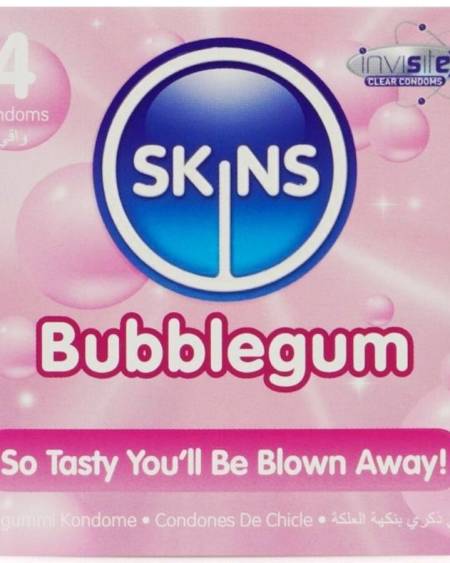 SKINS - PRESERVATIVOS PREMIUM SABOR CHICLE PACK 4