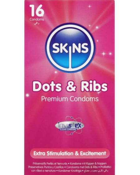 SKINS - DOTS & RIBS PRESERVATIVOS PREMIUM PACK 16