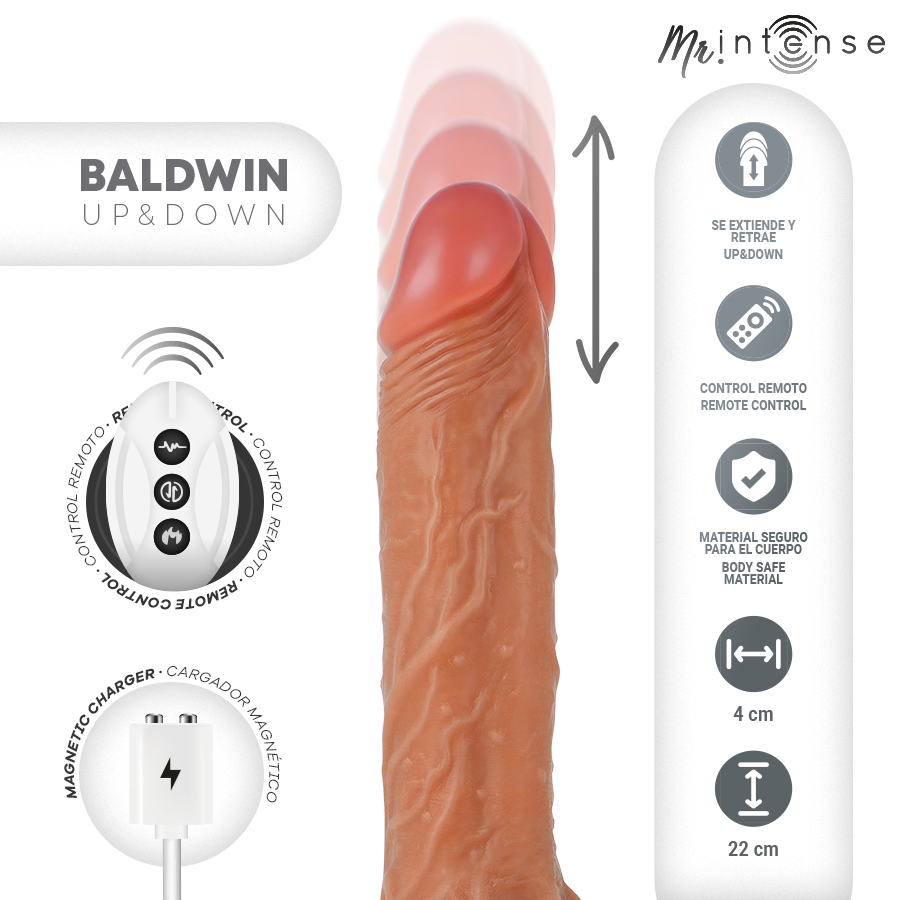 MR INTENSE - BALDWIN REALÍSTICO MULTIFUNCIÓN CON VIBRACIÓN UP AND DOWN CONTROL REMOTO 22 CM -O- 4 CM