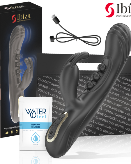 Vibrador coelho IBIZA com pérolas e funções de vibração e pulsação