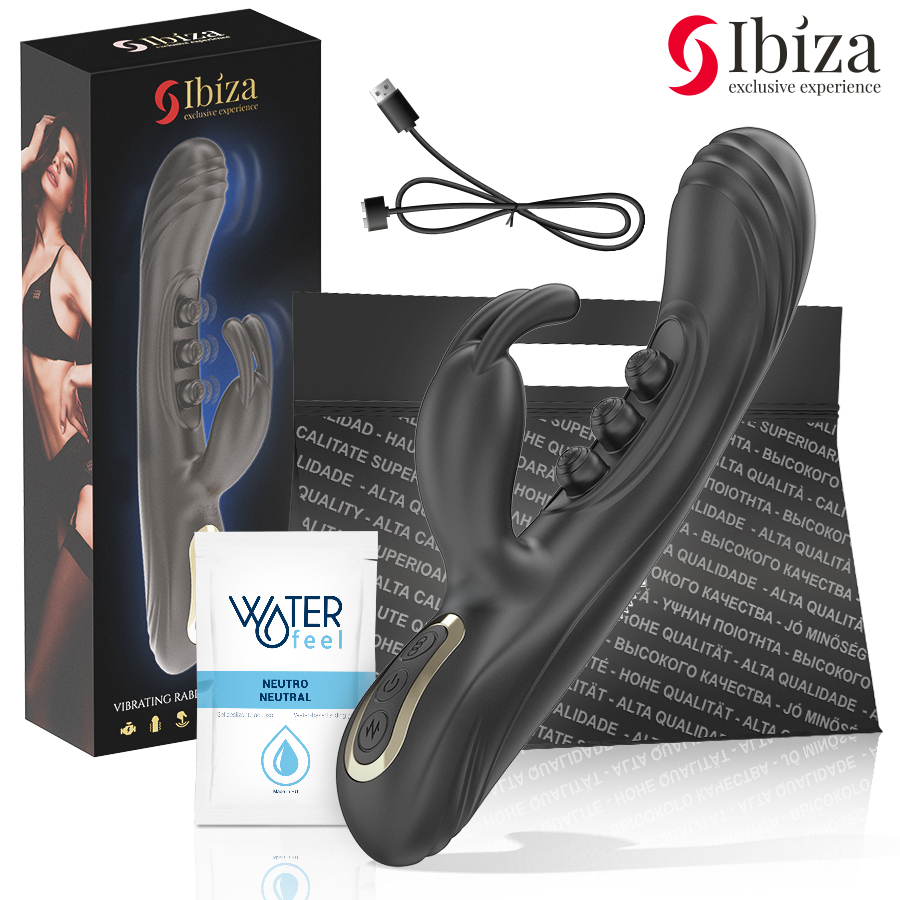 Vibrador coelho IBIZA com pérolas e funções de vibração e pulsação