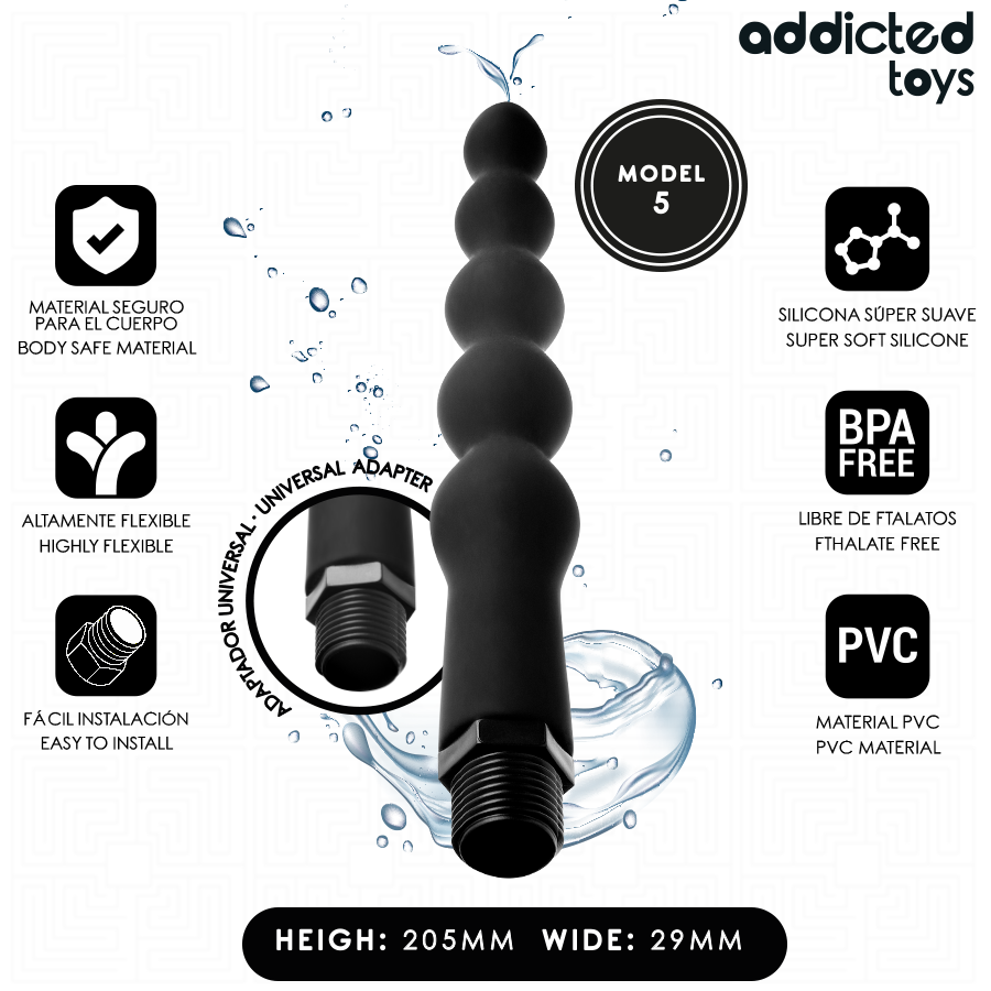 Ducha anal ADDICTED TOYS Modelo 5 com adaptador universal