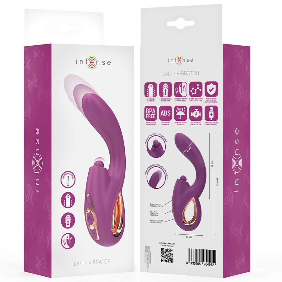 INTENSE - LALI VIBRADOR PUNTO G MULTIFUNCIÓN ESTIMULACIÓN & EMPUJE & VIBRACIÓN MORADO