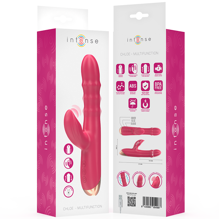 INTENSE - CHLOE VIBRADOR MULTIFUNCIÓN 3 EN 1 ROJO