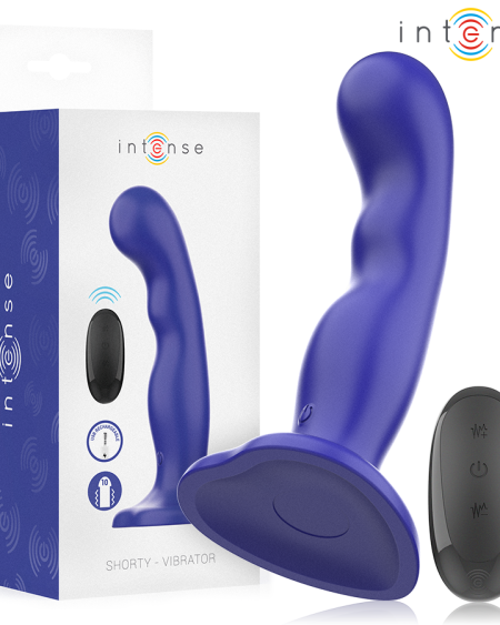 Vibrador azul SHORTY da INTENSE com ventosa e controlo remoto