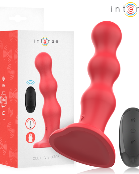 Vibrador CODY vermelho da INTENSE com ventosa e controlo remoto