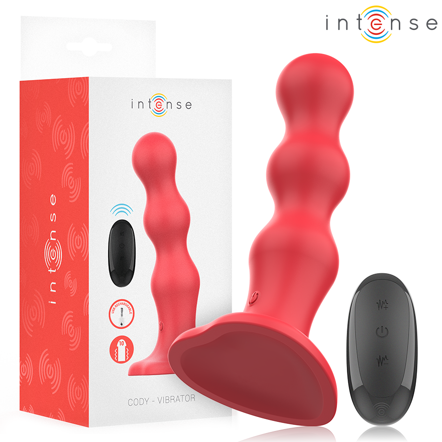 Vibrador CODY vermelho da INTENSE com ventosa e controlo remoto