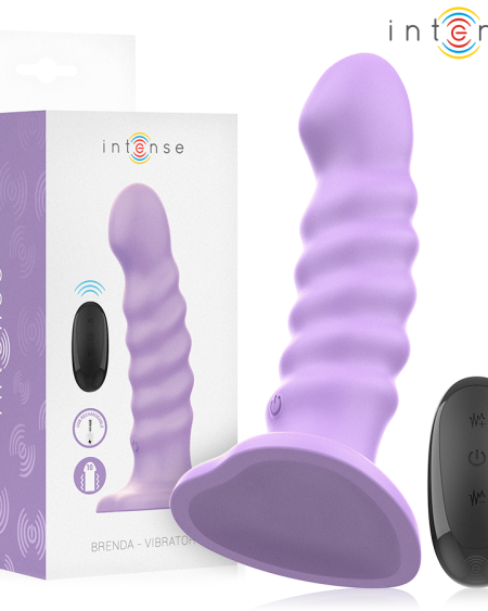 Vibrador INTENSE Brenda roxo, em espiral, com controlo remoto e ventosa