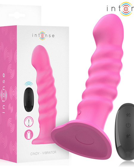 Vibrador Cindy rosa em espiral, tamanho L, com controlo remoto e ventosa na base