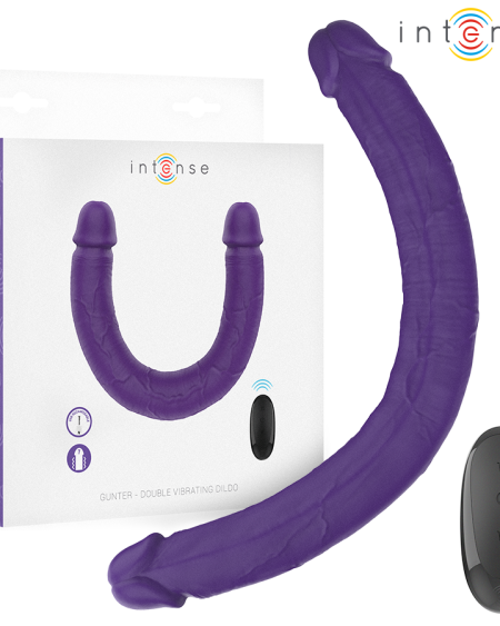 Dildo duplo vibrador GUNTER roxo da INTENSE com comando remoto