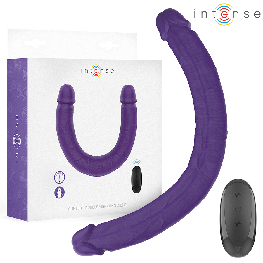 Dildo duplo vibrador GUNTER roxo da INTENSE com comando remoto