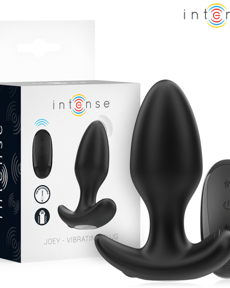 Plug anal vibratório JOEY da INTENSE, em preto, com comando à distância.