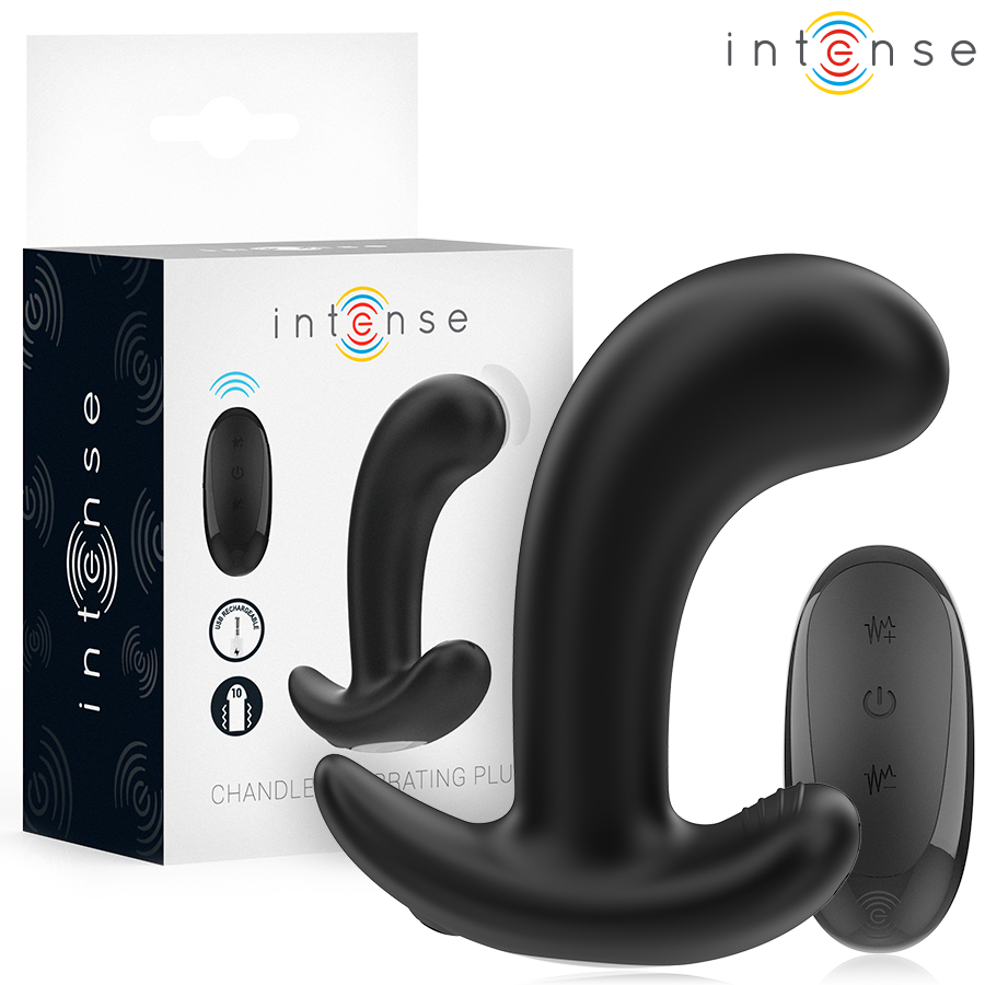 Plug anal vibratório CHANDLER preto da INTENSE ANAL TOYS, com comando remoto