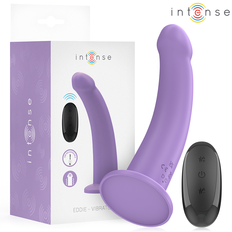 Vibrador EDDIE roxo da INTENSE, com comando remoto e 17,5 cm
