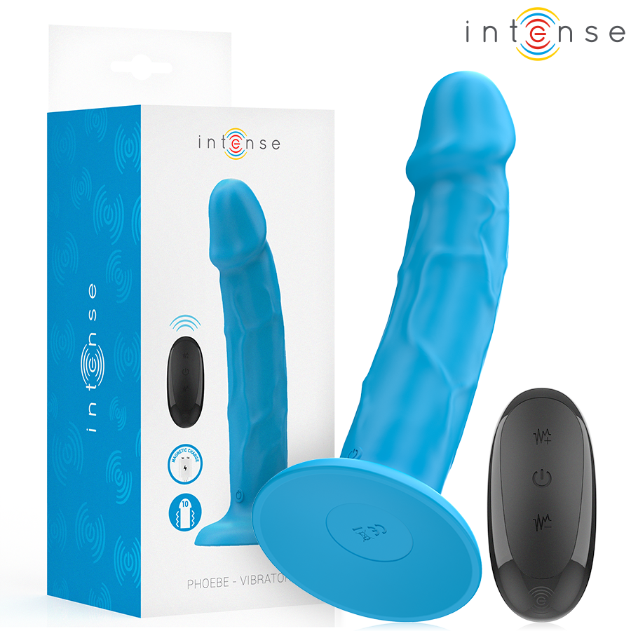 Vibrador realista PHOEBE azul da INTENSE com comando remoto