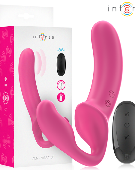 Vibrador duplo rosa AMY da INTENSE com comando à distância