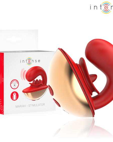 Vibrador em U Mariah vermelho da INTENSE, com design para estimulação interna e externa.
