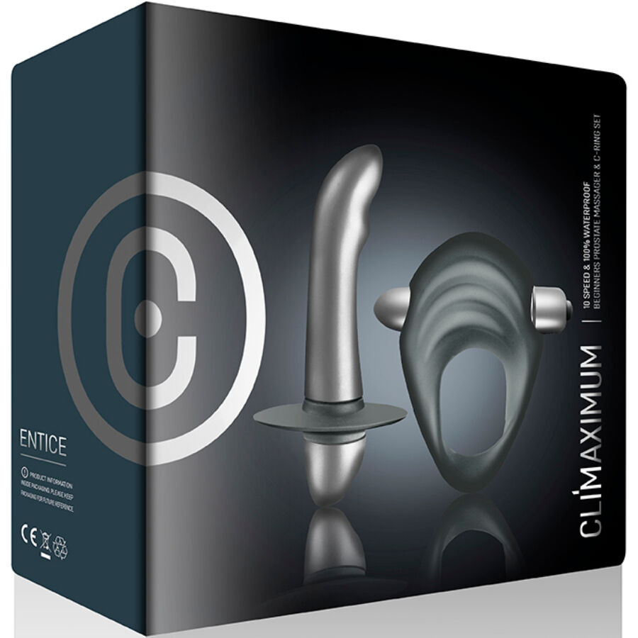 CLIMAXIMUM - ENTICE KIT ANILLO PARA PENE + VIBRADOR PRÓSTATA PRINCIPIANTES