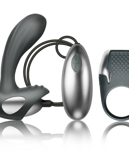 Kit CLIMAXIMUM com anel peniano e estimulador prostático com controlo remoto com cabo