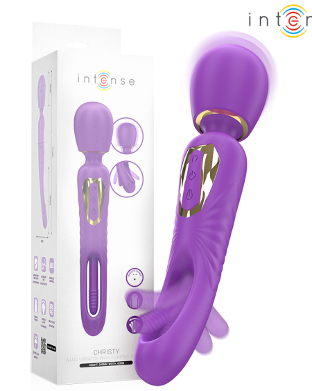 Vibrador wand Christy da INTENSE HIGH TECH com língua giratória