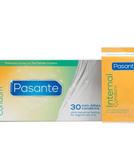 Caixa PASANTE com 30 preservativos internos pré-lubrificados