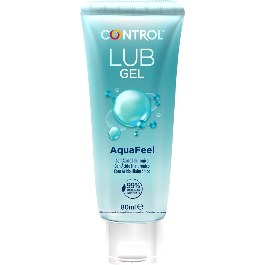 Tubo de lubrificante aquoso CONTROL LUBES AquaFeel com ácido hialurónico, 80 ml