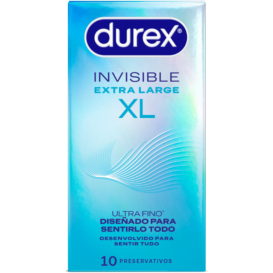 Embalagem de 10 preservativos DUREX Invisible XL, ultra finos e extra lubrificados