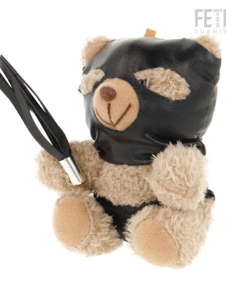 Urso de peluche BDSM Luno, modelo 7, com venda e chicote preto