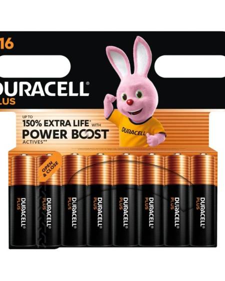 Blister com 16 pilhas alcalinas AA LR6 Duracell Plus Power Boost