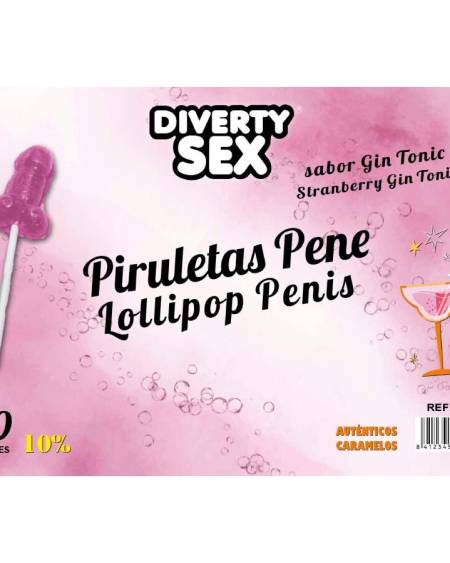 Embalagem expositora com 50 chupa-chupas cor-de-rosa em forma de pénis