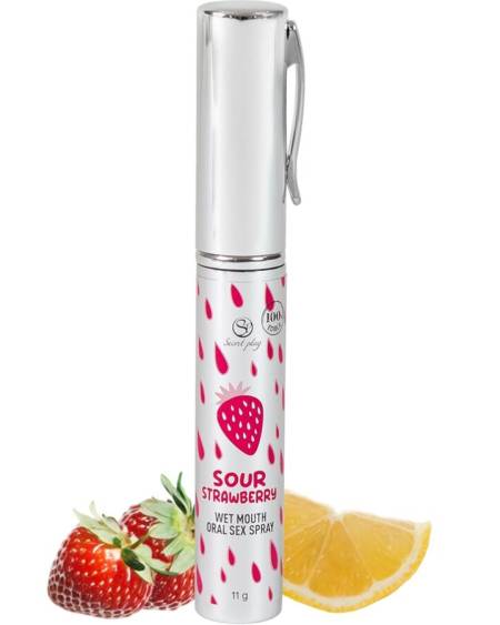 Spray para sexo oral SECRETPLAY com sabor a morango ácido