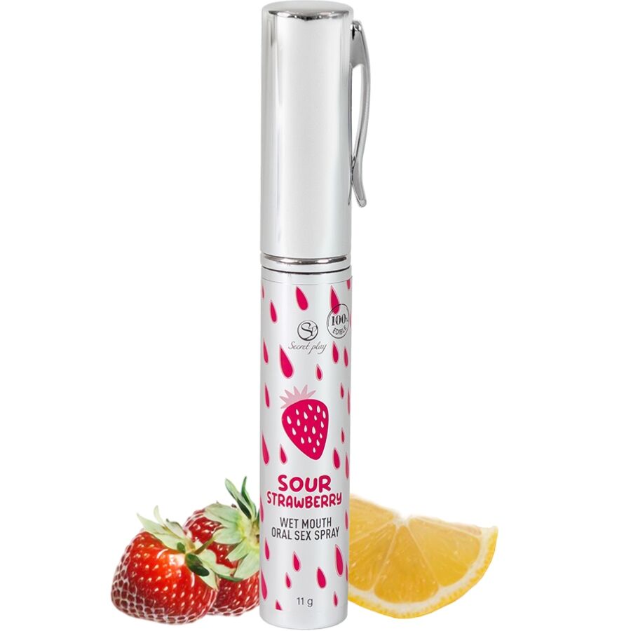 Spray para sexo oral SECRETPLAY com sabor a morango ácido