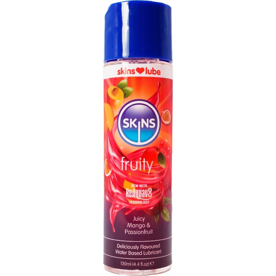 Lubrificante SKINS à base de água com sabor a manga e maracujá, 130 ml