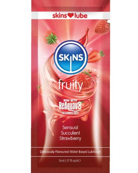 Lubrificante SKINS Fruity à base de água em monodose de 5 ml