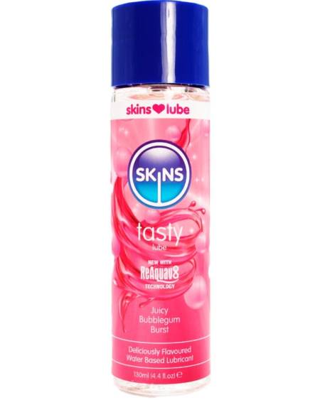 Lubrificante SKINS Tasty à base de água, com sabor a pastilha elástica, 130 ml