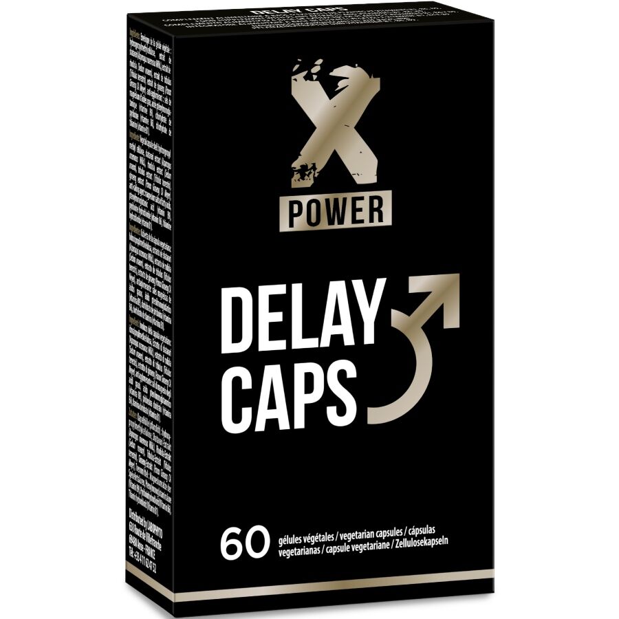Embalagem de XPOWER Delay Caps, suplemento alimentar com 60 cápsulas vegetais