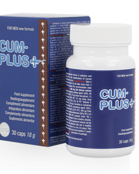 Cum Plus da COBECO PHARMA, suplemento alimentar em cápsulas para o bem-estar masculino.