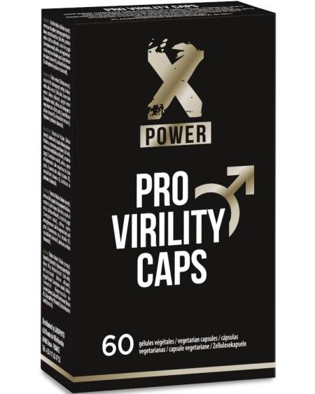 Frasco de cápsulas para homens XPOWER Pro Virility Caps, com 60 cápsulas vegetais
