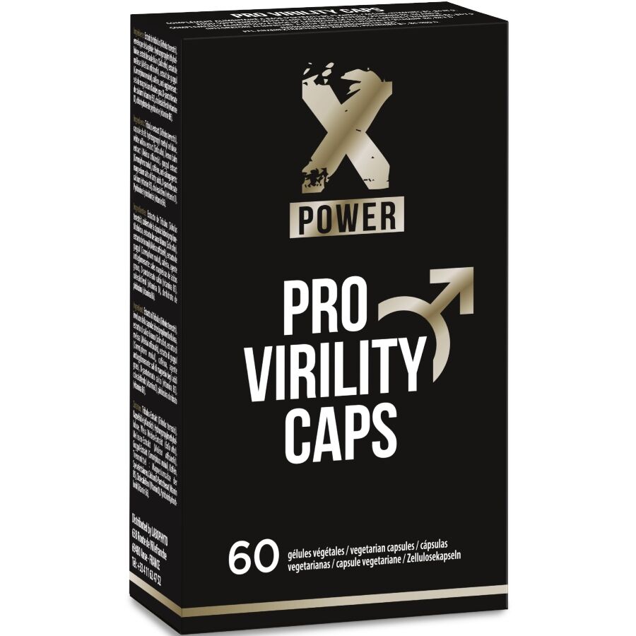 Frasco de cápsulas para homens XPOWER Pro Virility Caps, com 60 cápsulas vegetais