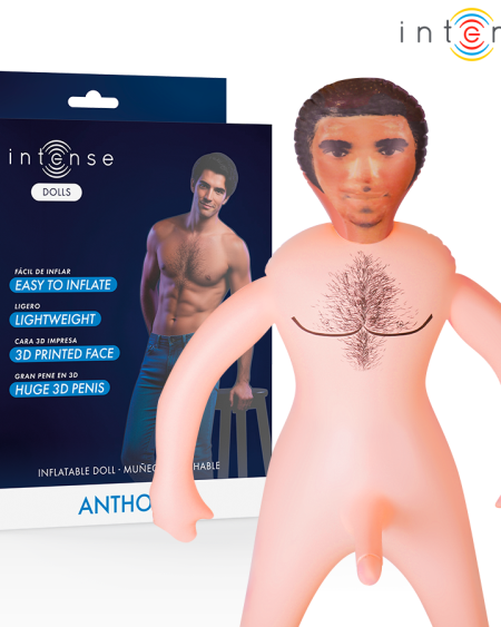 Boneco insuflável masculino Anthony com pénis 3D e rosto impresso