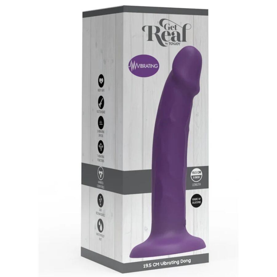 GET REAL - DILDO REALISTA VIBRADOR DE SILICONA MORADO 19.5 CM