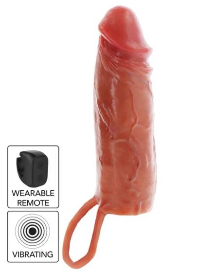 Capa peniana vibratória GET REAL Hydrated Skin em cor caramelo