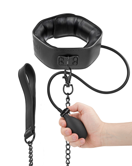 Coleira BDSM insuflável FETISH SUBMISSIVE EXTREME com corrente metálica