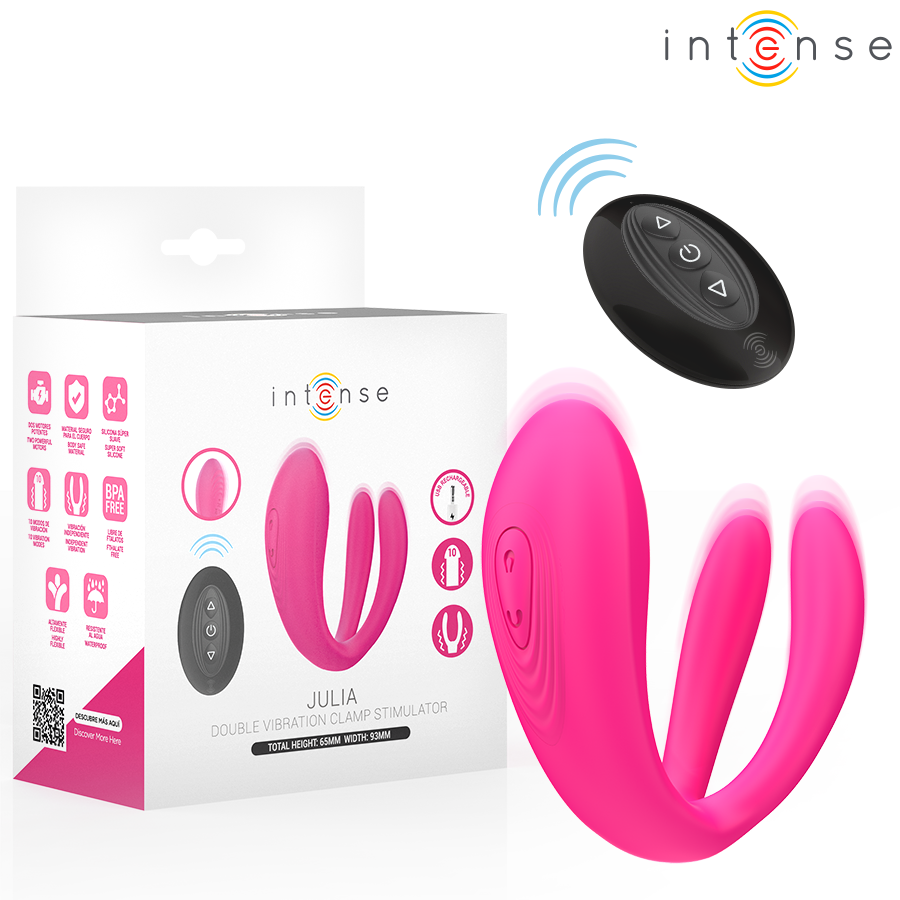 Vibrador e estimulador de pinças INTENSE Julia com controlo remoto